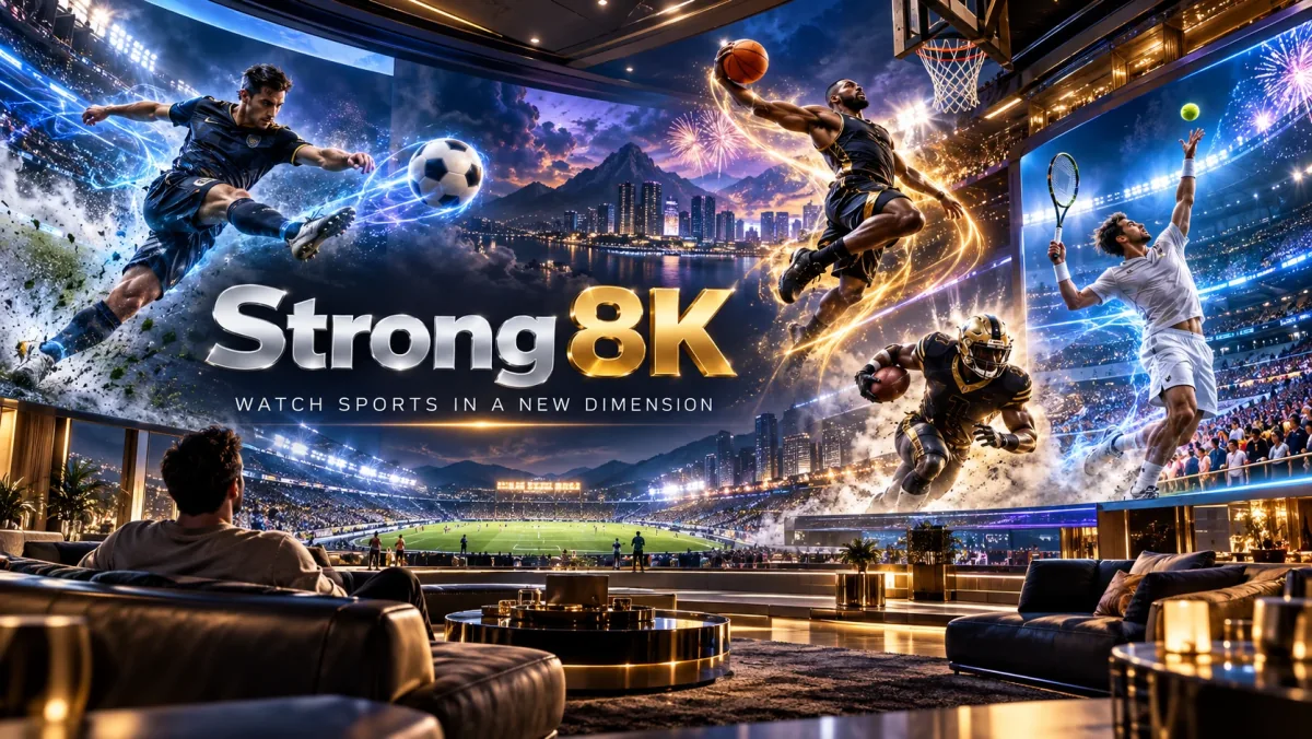 Strong 8K match night on a lounge television